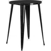 Flash Furniture CH-51090-40-BK-GG 30'' Round Metal Indoor-Outdoor Bar Height Table in Black